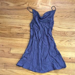 REAL SILK purple/grey cowl neck Sugarilla Blue Life sexy lingerie slip dress